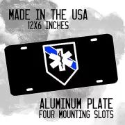 Thin Blue Line Star of Life EMS Paramedics Morale Aluminum License Plate