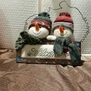 Avon Snowy Greetings “Welcome” Door Sign. Snowmen. Christmas ” New In Box
