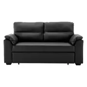 2 Seater Sofa Bed Lounge Futon Couch Modular Furniture Home Faux Velvet Fabric Black