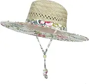 [ZTHUAYUAN] Men's and Women's Straw Hats Summer Beach Sunshade Wide Brim Hats (Color : C)