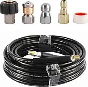 15 Metre High Pressure Drain Hose Sets Compatible with Karcher Series and Common Cleaning Machine, Hose Water Pipe Cleaning Set, with 1/4 Inch Adapters