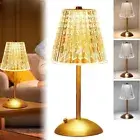 LED Crystal Table Lamp Cordless Table Lamp Rechargeable Bedside Light 3 Colors