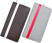 [PAREEK] Multicolored Faux Leather Unisex Chequebook Holder (white7redP-22) (Pack of 2), mix colour, Classic