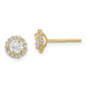 Madi K Kid's Earrings 14k Yellow Gold White Cubic Zirconia Post