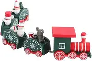Wooden Train Set Snowman Green Christmas Ornament Three Dimensional Ornaments for Xmas Decor