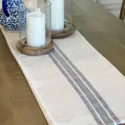 Market Place Gray Grain Sack Stripe Table Runner 13" x 54" Farmhouse Style Gr...