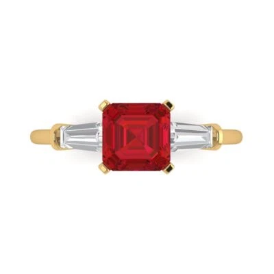 1.62Ct Square Emerald Cut Ruby VVS1 Solid 14K/18K Gold Engagement Promise Ring