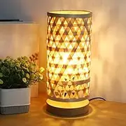 Depuley Modern LED Round Table Lamp Made of Bamboo and Wood, Decorative Nature Table Lamp with E27 Socket Max. 60 Watt, Night Light Reading Lamp for Bedroom, Children's Room, Bulb Included
