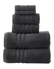 [Logan and Mason] Super Duet Towel Pack 6 Piece in Charcoal