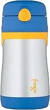 Thermos Foogo Stainless Steel Vacuum Insulated Straw Bottle, Blue, 290ml