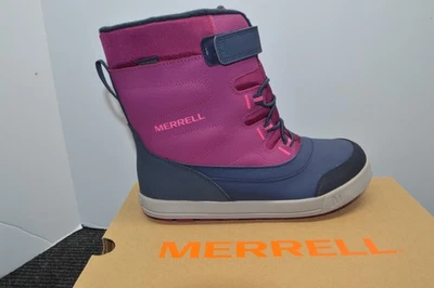 Merrell Snow Storm Waterproof Boots Girls Size 6 Medium Berry Navy Winter 37 EUR