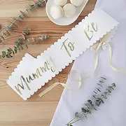 Ginger Ray Mummy-To-Be Sash Shower Accessory, White/Gold