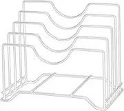 Chopping Board Rack, Iron Chopping Board Storage Rack 4 Slots Integrated Pot Lid Holder for Kitchen Countertop(White)