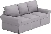 The Sofa Cover is 3 Seat Sofa Slipcover Replacement. It Fits Pottery Barn PB Basic Three Seat Sofa (Basic Light Gray)
