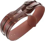 [GLSTOY] Viking Style Belt Corset Belt Cowboy Costumes Cowboy Belts for Men Knight Costume Cosplay Costumes Viking Accessories Medieval Belt Men Medieval Utility Belt Viking Buckle Pu Brown