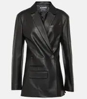 [Jacquemus] Jacquemus La Veste Tibau Cuir leather blazer UK 6 black