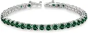 [B. BRILLIANT] Sterling Silver 4mm Round-Cut Genuine, Created or Simulated Gemstone Tennis Bracelet