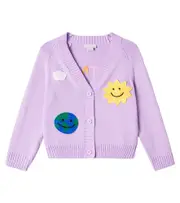 [Stella McCartney Kids] Stella McCartney Kids Appliqué cotton and wool cardigan Y 4 purple