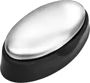 Stainless Steel Soap Bar Odor Remover for Eliminating Smell Fish Onion Garlic from Hands Remove Pet Dog Oral Odor Strong Scents Metal Magic Soap Bar with Base Tray Kitchen Gadgets