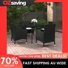 Garden dining set 5 piece black cream white cushions weather-resistant 80x80 972