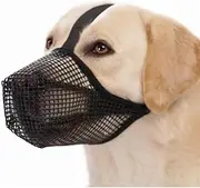 Soft Mesh Dog Muzzle Won‘t Contact Nose for Small Medium Large Dogs, Allows Panting and Drinking (Black, XL)