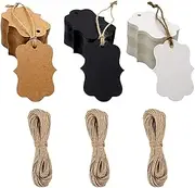 300 Pieces Blank Kraft Gift Tags With Twine String - Brown Paper Hang Tags for Crafts, DIY Cards, and Gifts