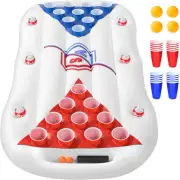 JAZGROM Inflatable Beer Pong Floaty for Pool,2 in 1 Pool Lounge Raft Pong Tab...