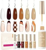 beetles Gel Polish Gel Polish Gel Liner Nail Polish Nail Art Set Women- 6 Pcs White Brown Holiday Gel Art Paint Nail Colors Swirl Nails Built Thin Nail Art Brush Women