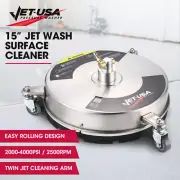 Jet-USA 15" Pressure Washer Surface Cleaner Concrete Driveway Stainless Steel