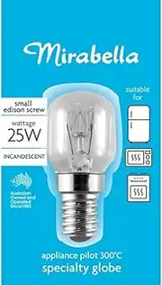 Mirabella 25W SES Appliance Pilot Globe Bulb, Clear