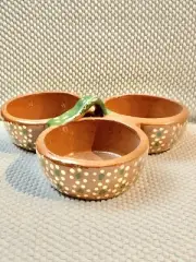 Terracotta Salsa Holder 3 Trays Salsero de 3 Cazuelitas de Barro