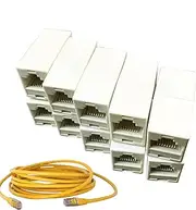 Ethernet Connector - Female to Female Ethernet Extender | 10x Network Double Straight Head LAN Cable Joiner Modular Plug for High-Speed Data Transfer