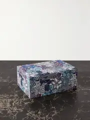 [Sophie Bille Brahe] Sophie Bille Brahe - Trésor Grande Hawaii Floral-print Voile And Velvet Jewelry Box - Blue - One size One size Blue