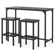 Costway 3PCS Dining Table Set Kitchen Bar Stools