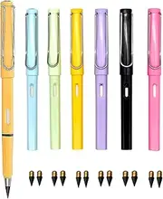 Lopenle 6pcs Eternal Pencils Inkless Pen With 12PCS Replaceable Refills Technology Unlimited Writing Magic Pencil For Kids Adults School Office Professional Use