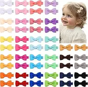 Ruyaa Tiny 2 Hair Bows Fully Lined Hair Clips for Baby Fine Hair Infants Toddlers