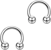 [Decentraland] 2PCS Silvery 16G 1.2mm Titanium Steel Surgical Steel Septum Piercing Stainless Steel Horseshoe Septum Nose Rings U-shaped Nose Lip Piercing Septum Jewelry for Women 6mm