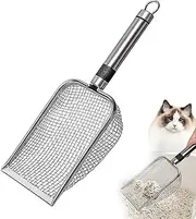Scoop | Stainless Steel Kitten Scooper - Non-Stick Sifter with Long Handle, Large Scooper for Box, Poop Sifting, Maximum Coverage Puchen
