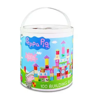 粉紅豬小妹配對圖型實木桶裝積木組 - 100 pcs/聖誕禮物/交換禮物/玩具