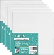 Exerz 30x30cm Canvas Panels 6pcs/ 3mm 280gsm 100% Cotton/Square Shape Blank Artist Canvas Board/Triple Primed/Acid Free/Medium Grain - Oil & Acrylic Painting for Artists at All Levels