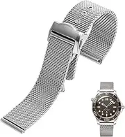 [KKFAUS] Stainless Steel Watchband 20mm For Omega 007 Seamaster 300 Watch Strap Woven Milan 316L Metal Bracelets