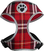 iGadgitz Home U7041 - Sweat-Proof Dog Harness, Puppy Harness, Walking Dog Vest with Reflective High Visibility Piping & Secure Lockable Buckle - Tartan - Medium