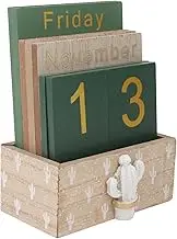 STOBOK Wood Craft Calendar Stylish Cactus Decor Elegant Colors for Home Office Decorations
