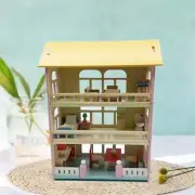 Wooden Doll House Dollhouse Playset Building Toy Set Easy to Assemble Miniature