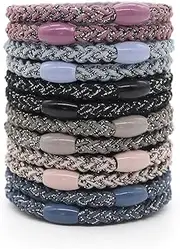 [ZEACCT] 12 Pcs Mixed Color Hair Ties, Woven Ponytail Holders, No Crease Hair Elastics, Ponytail Holders Thick Hair, Ponytail Holders, Ponytail Holders Elastics, for Women Girls Thin/Thick/Medium/Long Hair