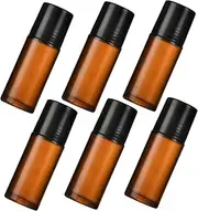 Roller Ball Applicator 6PCS Roll on Bottles, 50ml Brown Glass Roller Bottles for Oils, Refillable Empty Ball Tools for Essential Oil Fragrance Cosmetics