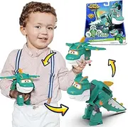 Super Wings - 5" Transforming Tino Dinosaur Airplane Robot Toys Action Figure, Season 6 New Character, Plane & Robot to Dinosaur in 10 Steps, Dinosaur Toy for Preschool Play