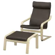 POÄNG armchair and footstool, birch veneer/Glose dark brown