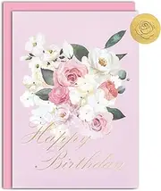 Gooji 5x7 Floral Happy Birthday Cards for Women 8 Pack Bulk Assortment with Envelopes, Mom Birthday Card, Sister Birthday Card, Daughter Birthday Card, Wife, Grandma, Her, Aunt, Niece (Blossom Grace)