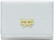 [LJCZKA] Cute Wallet Women Bow Coquette Small Wallet Girls Tri-fold Leather Card Holder Aesthetic Wallet Purse with ID Window for Women, Girls, Ladies, Blue, One Size, Minimalist